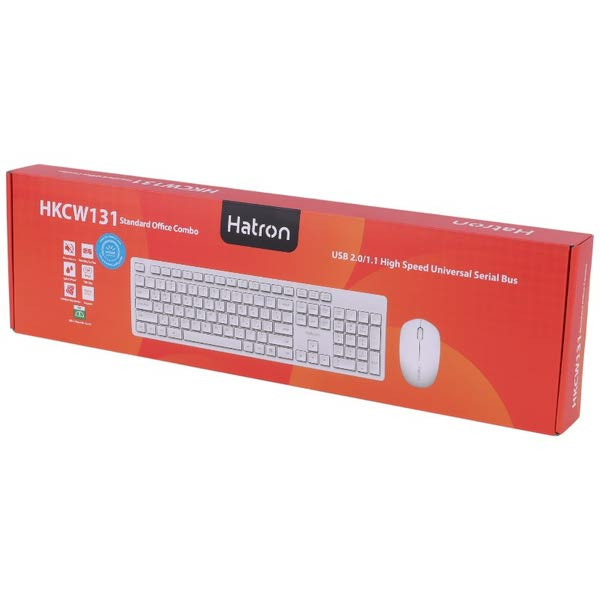 کیبورد و ماوس بی سیکیبورد و ماوس بی سیم هترون HKCW131 رنگ سفید( گارانتی ۱۲ ماهه فورتیم )م هترون HKCW131