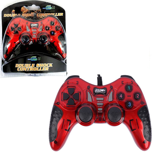 دسته بازی سیم دار تک شوکدار USB-606 (رنگ قرمز ، آبی)