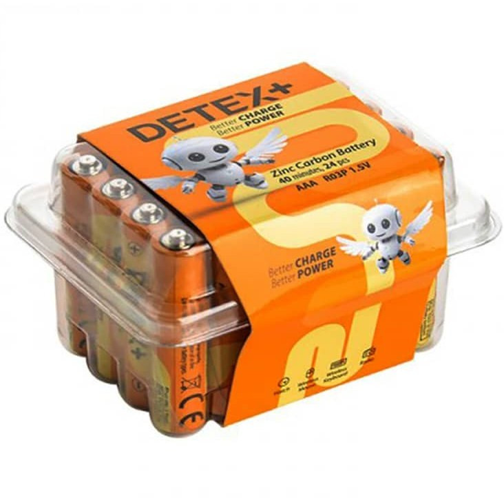 باتری نیم قلمی دیتکس پلاس (+DETEX) مدل Zinc Carbon 1.5V R3P AA ( قیمت هر عدد)