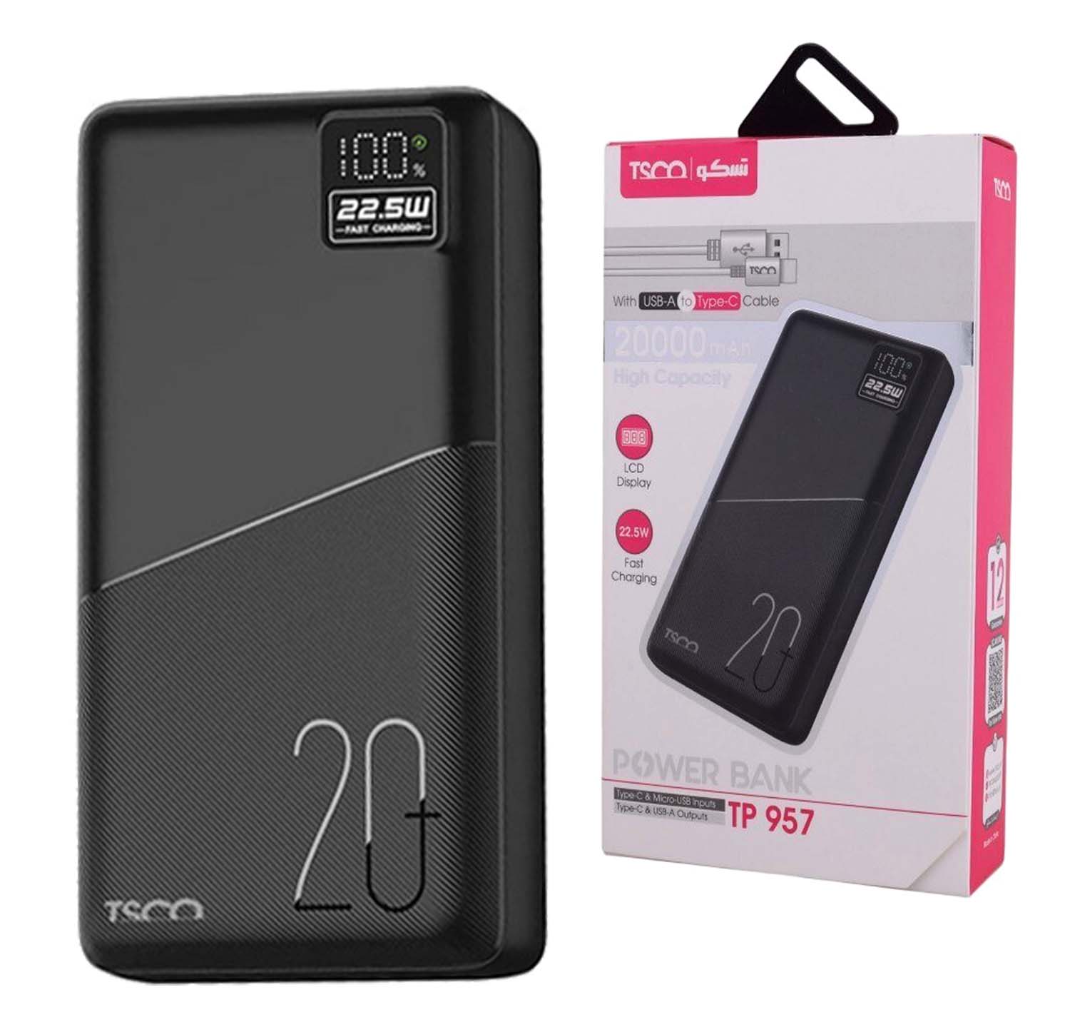 پاوربانک 20000mAh تسکو (TSCO) مدل TP957 (رنگ مشکی)