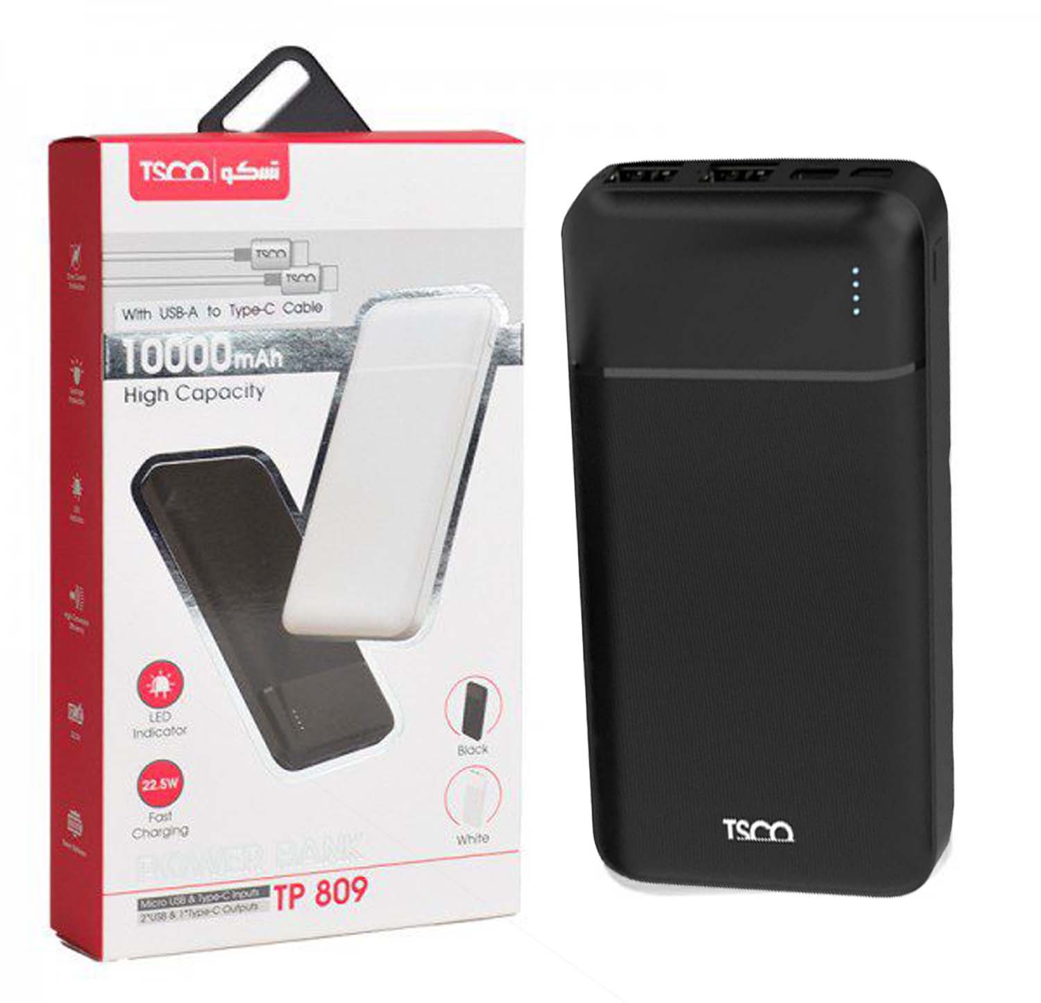 پاوربانک تسکو مدل TP 809 با ظرفیت 10000 میلی آمپر ساعت