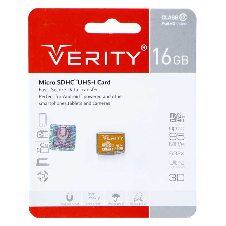 کارت حافظه microSDHC وریتی کلاس 10 استاندارد UHS-I U1 سرعت 95MBps ظرفیت 16 گیگابایت