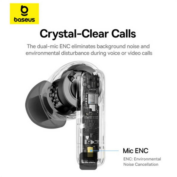 هدفون بی سیم باسئوس مدل Bowie E20 ENC (مشکی) با 24 ماه گارانتی آونگ