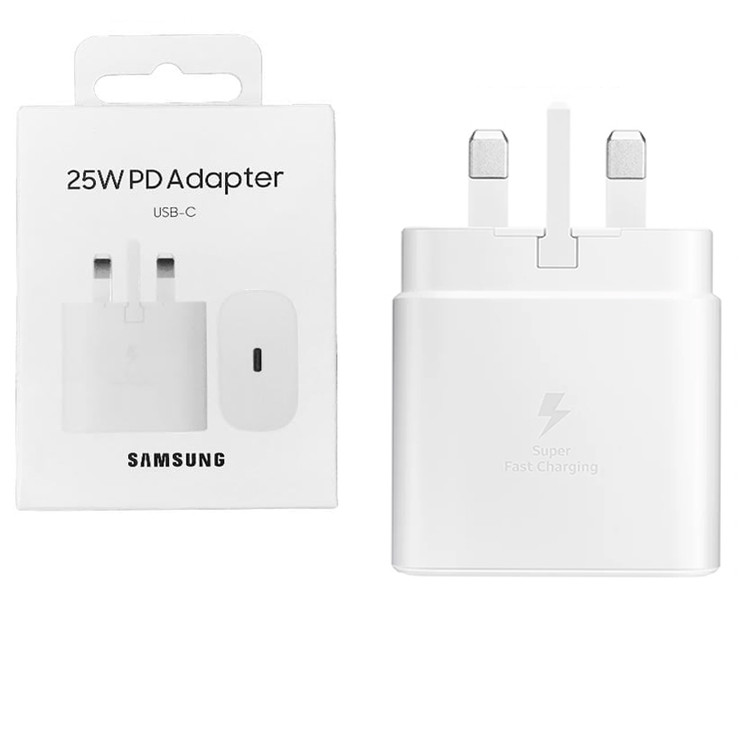 شارژر اورجینال 25 وات سامسونگ( Samsung ) اورجینال صد در صد ( 3 پین ) رنگ سفید