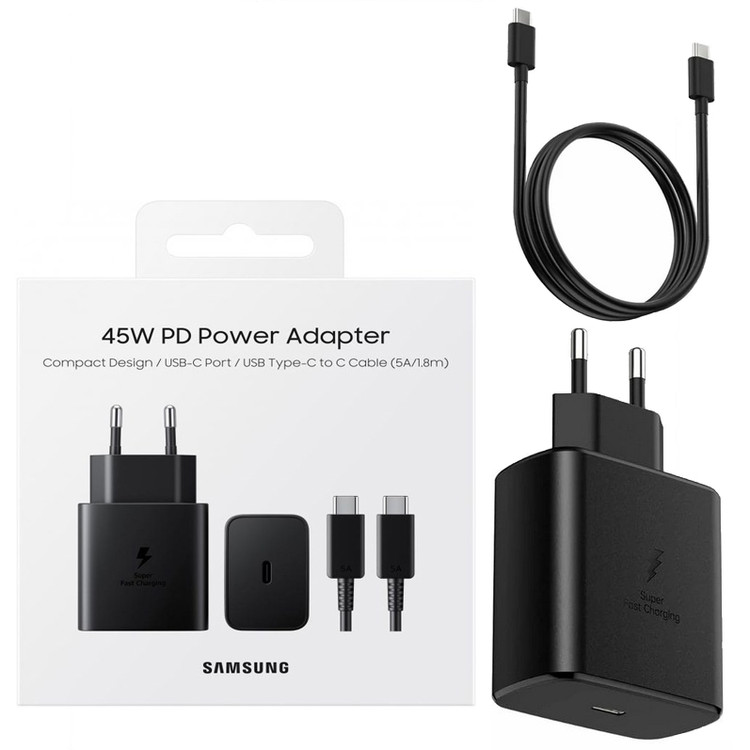 شارژر اورجینال 45 وات سامسونگ( Samsung ) به همراه کابل دو سر Type C( گارانتی 6 ماهه هیسکا )