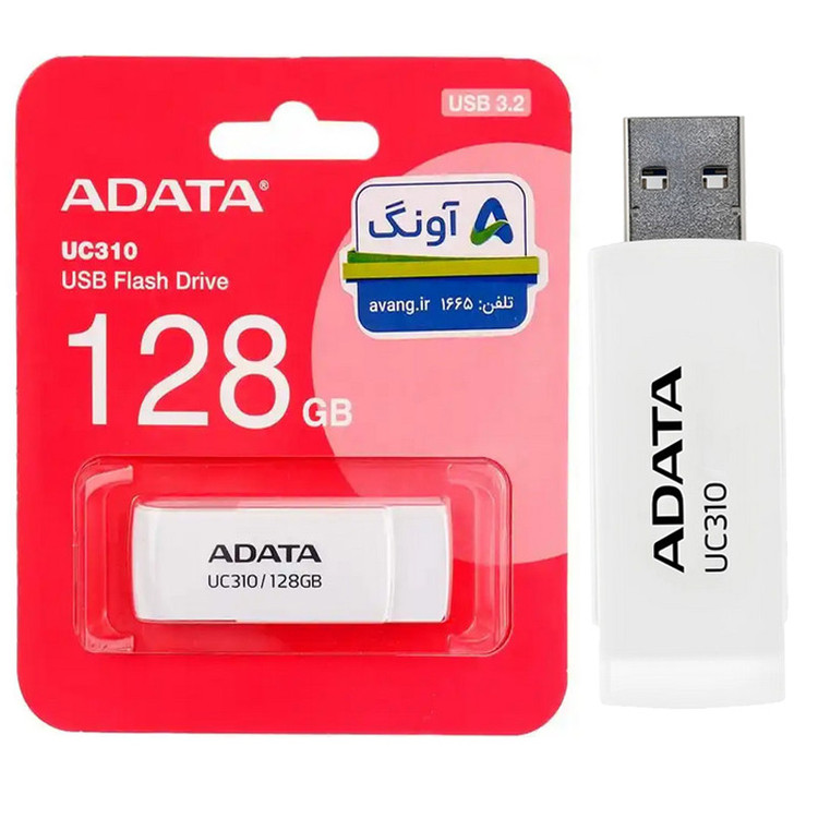 فلش مموری ای دیتا UC310 USB 3 ظرفیت 128 گیگابایت رنگ سفید ( گارانتی 60 ماهه آونگ)