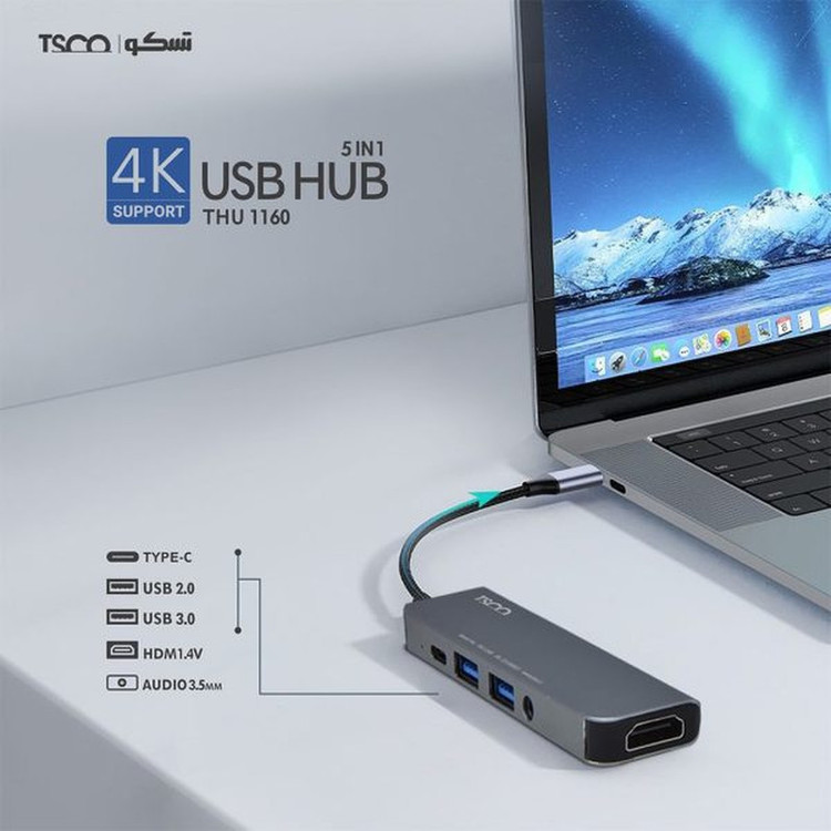 هاب USB 3.0 /HDMI تسکو (TSCO) مدل THU 1160 (گارانتی 12 ماهه توسن سیستم شرق)