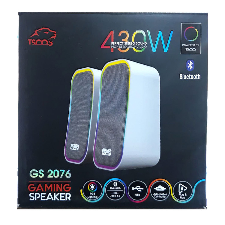 اسپیکر دو تیکه کامپیوتر تسکو (TSCO) مدل GS 2076 رنگ سفید ( گارانتی 12 ماهه توسن سیستم شرق )