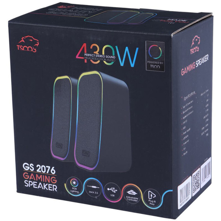 اسپیکر دو تیکه کامپیوتر تسکو (TSCO) مدل GS 2076 رنگ مشکی ( گارانتی 12 ماهه توسن سیستم شرق )