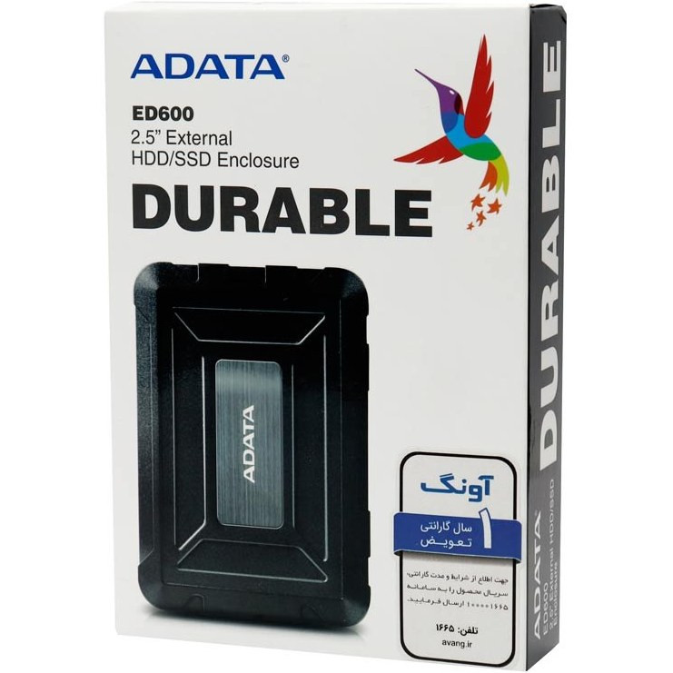 باکس هارد 2.5 اینچی ای دیتا ( ADATA ) مدل ED600 USB3.2 ( 18 ماه گارانتی آونگ )