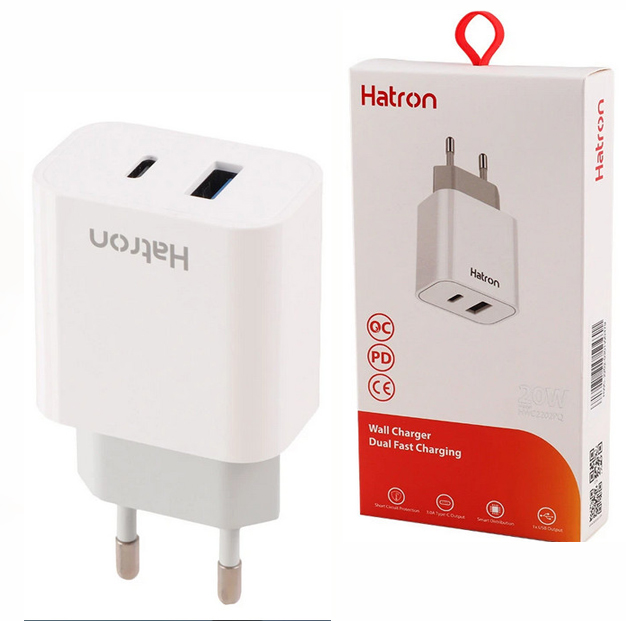 شارژر دیواری 20 وات هترون ( Hatron ) مدل HWC 2202PQ  ( گارانتی 18 ماهه فورتیم )