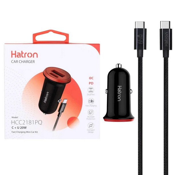 شارژر فندکی فست شارژ هترون مدل HCC2181PQ توان 20 وات به همراه کابل USB-C ( گارانتی 18 ماهه فور تیم)